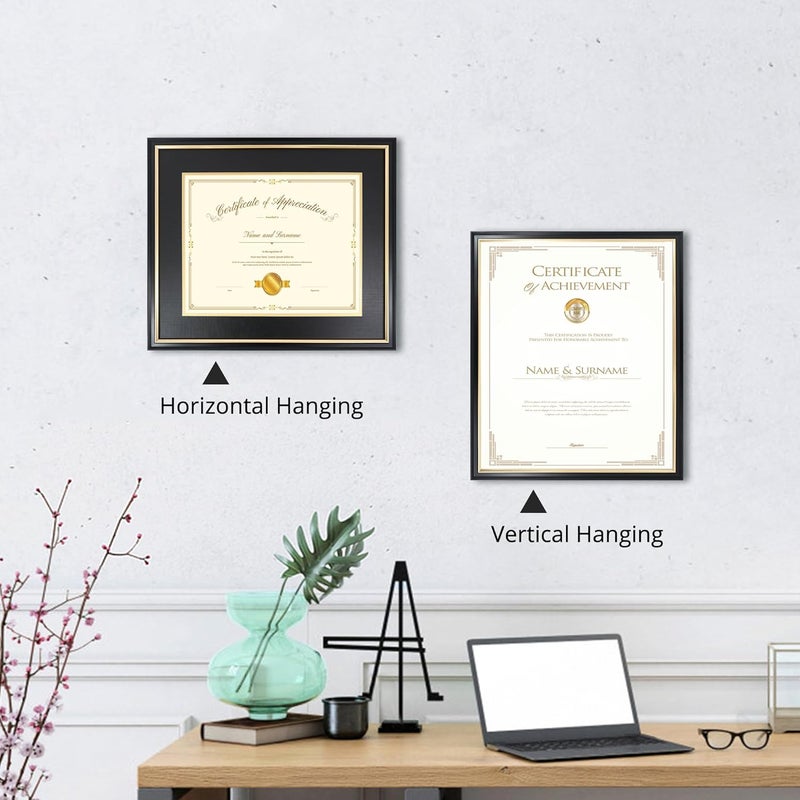 Hodeframe 15x18 Diploma Frame for 11x14 Certificate/Document/Picture with Black and Gold Mat, Solid Wood Degree Frame, UV Protection Acrylic ，Wall Display - Image 3